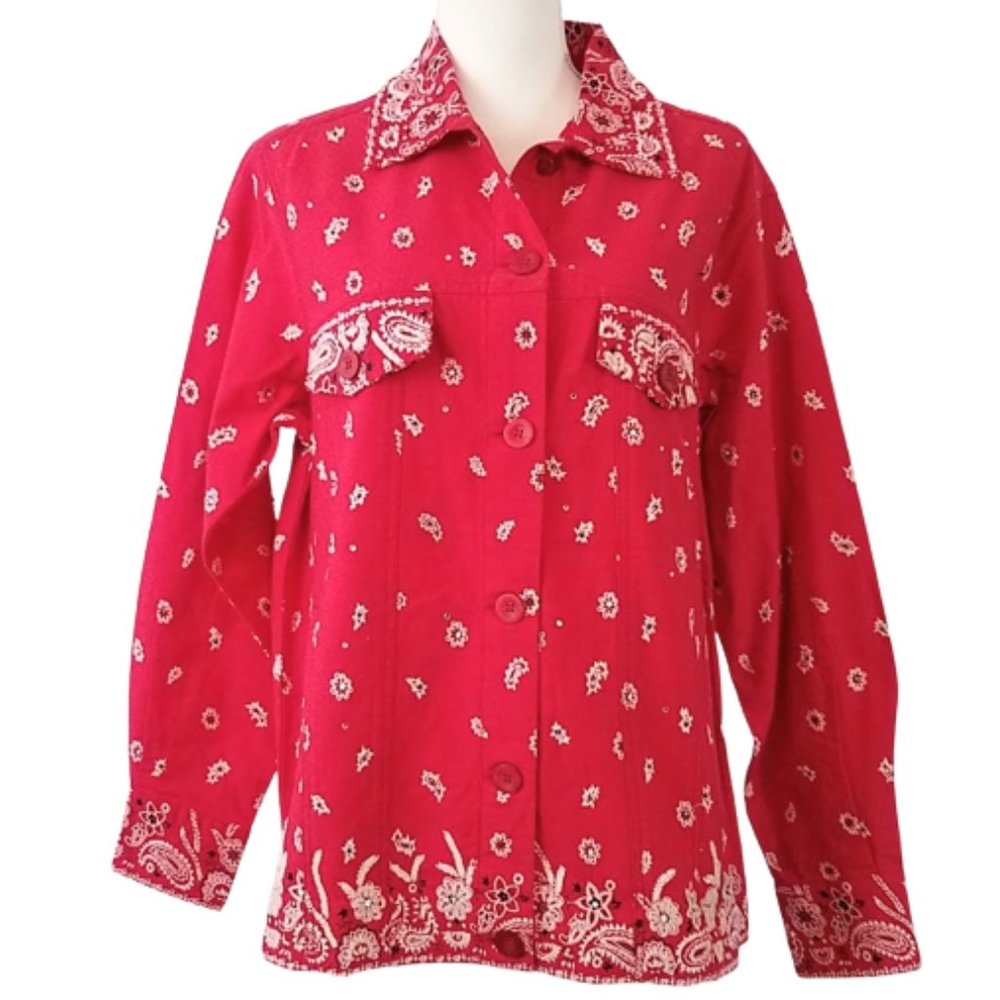 The Quacker Factory Red & White Embellished Paisl… - image 1